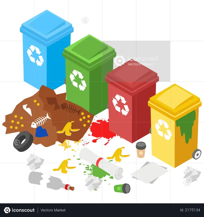 No Use of Recycle garbage bins  Illustration