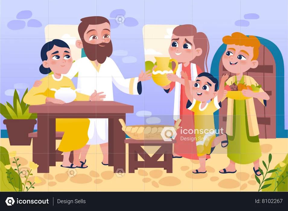 Noah and family  Illustration