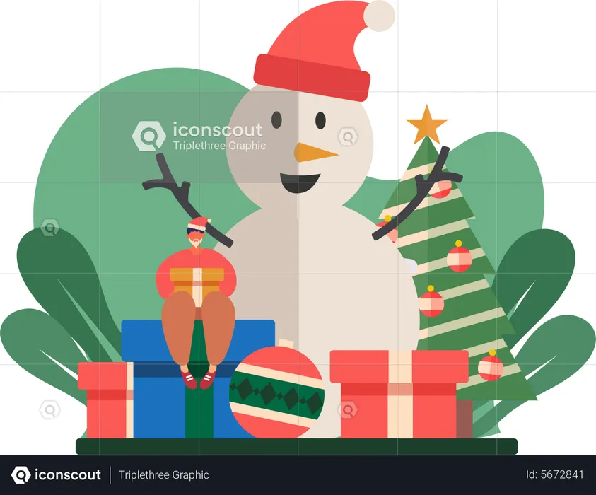 Bonhomme de neige de Noël  Illustration