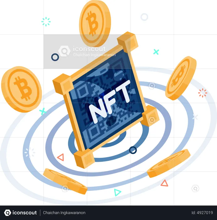Non Fungible Token or Cryptocurrency  Illustration
