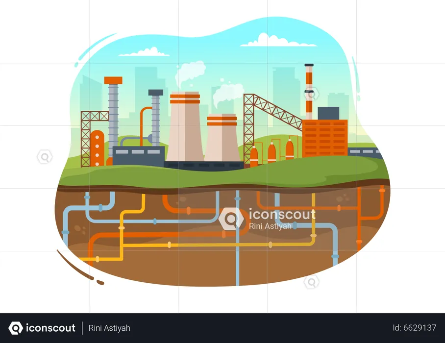 Non renewable energy producing industry  Illustration