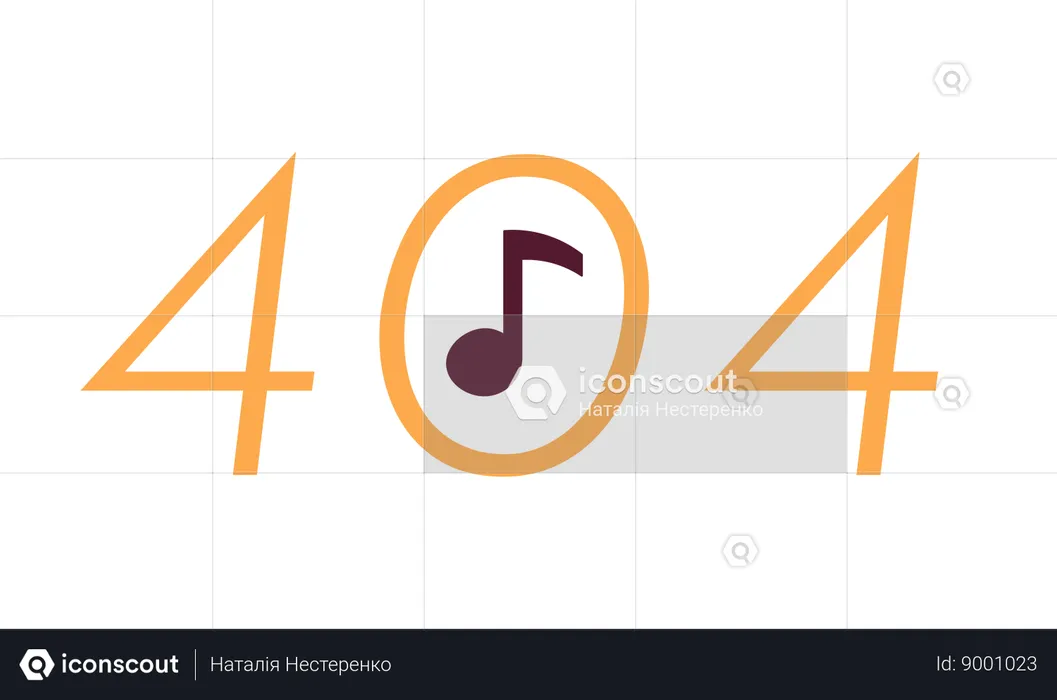 Nota musical com mensagem flash de erro 404  Ilustração