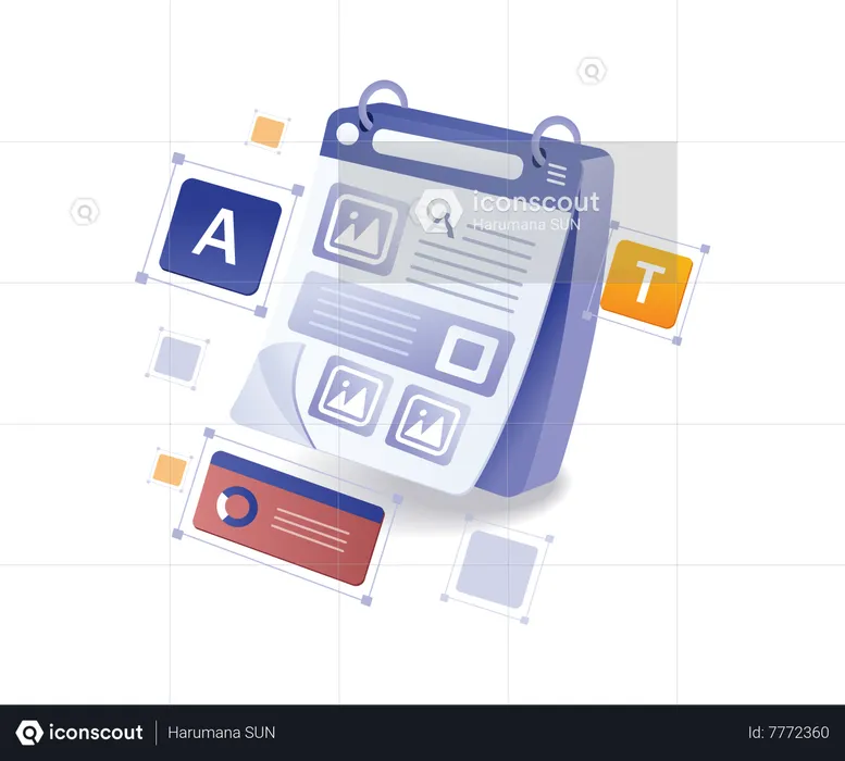 Concept créatif de contenu d'article de blogueur de notes  Illustration