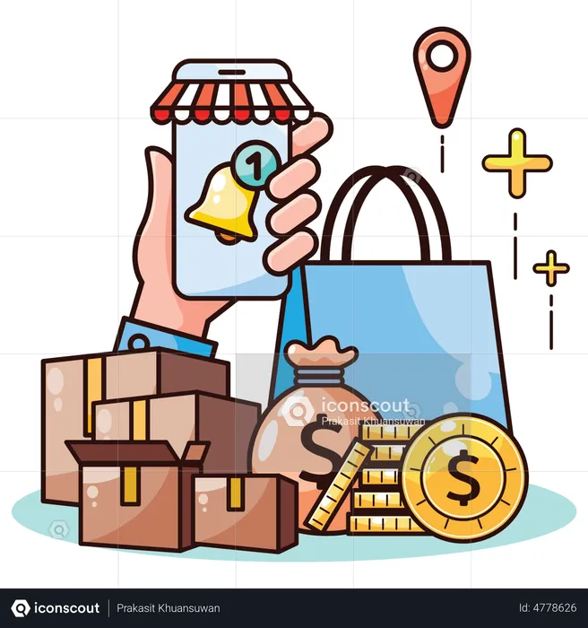 Notificación de venta de compras  Ilustración