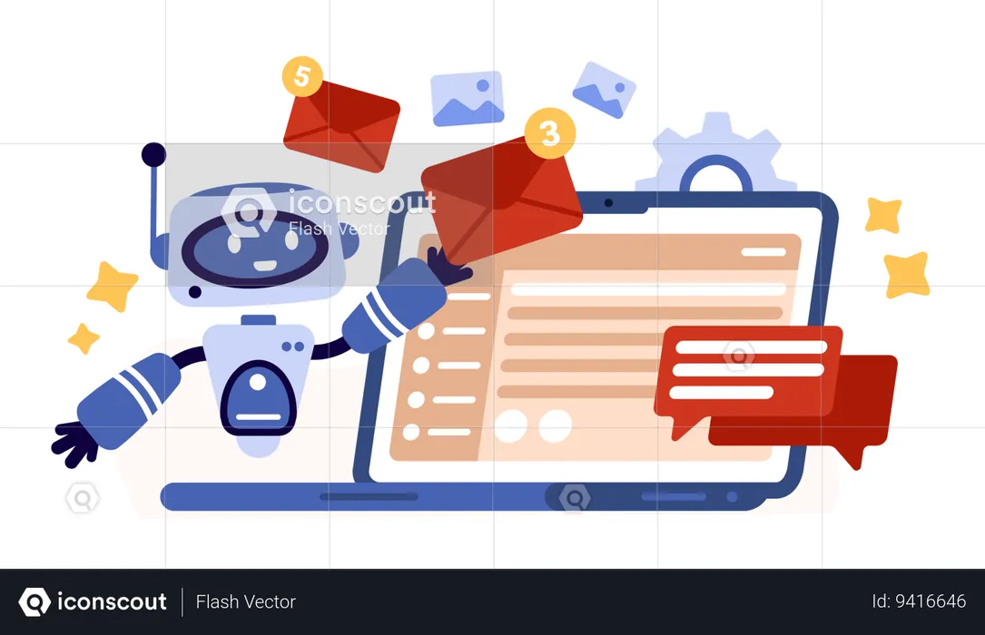 Notificación por correo electrónico con servicio de IA  Ilustración