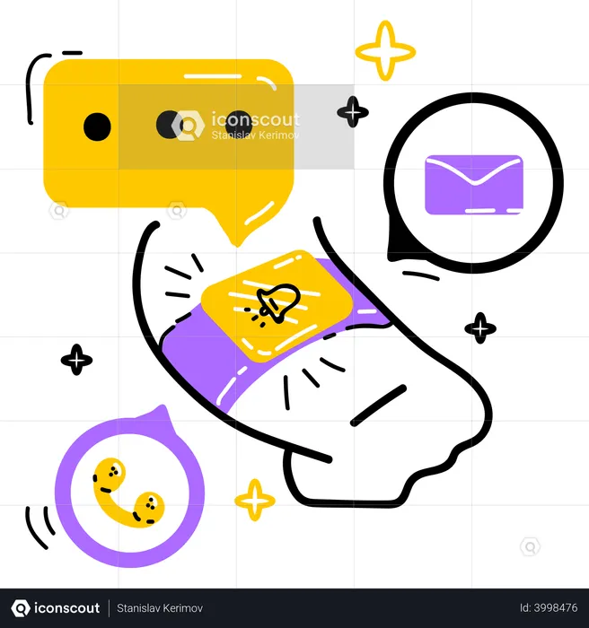 Notification of emails and calls on watch  Illustration