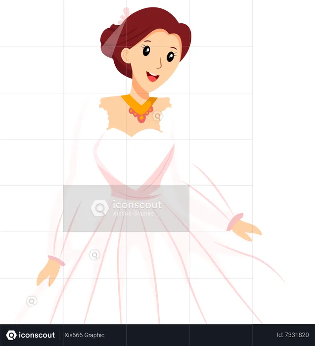 Novia con vestido blanco  Ilustración