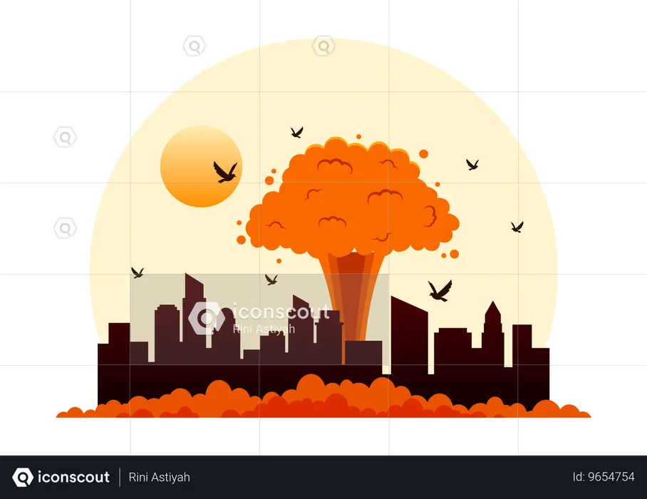 Nuclear explosion at Hiroshima  Illustration