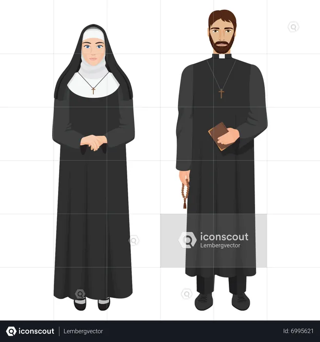 Nun and priest  Illustration