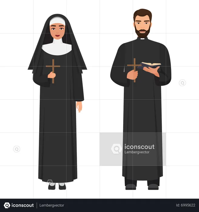 Nun and priest  Illustration