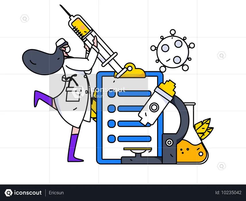 Nurse analyzing health report of patient  Illustration