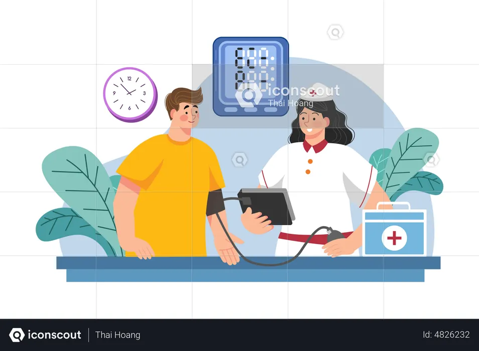Nurse checking blood pressure  Illustration