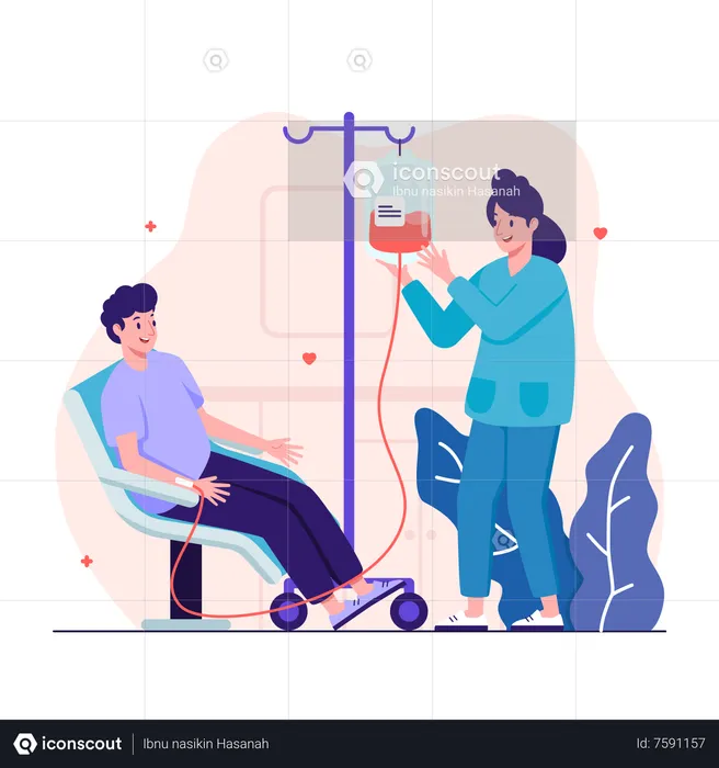 Nurse collecting blood from donor  Illustration