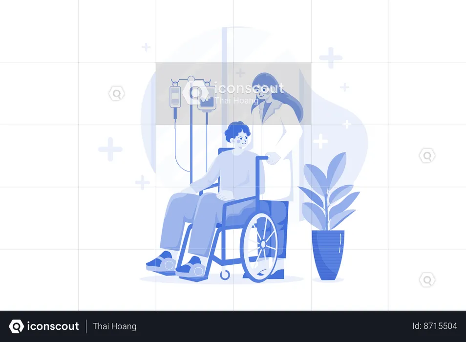 Nurse Helping handicapped man  Illustration