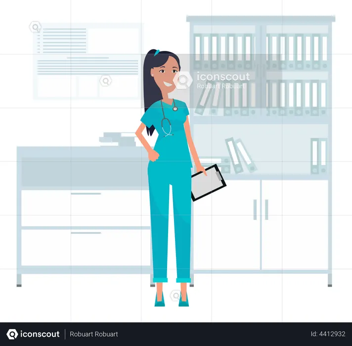 Nurse holding clipboard  Illustration