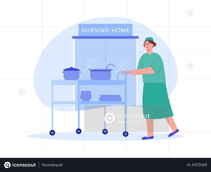Nurse in nursing home  Illustration