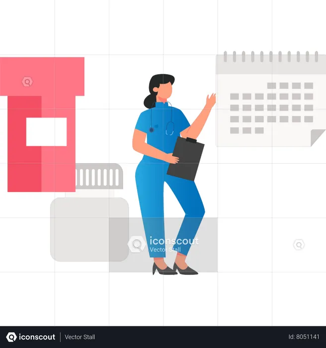 Nurse showing calendar  Illustration