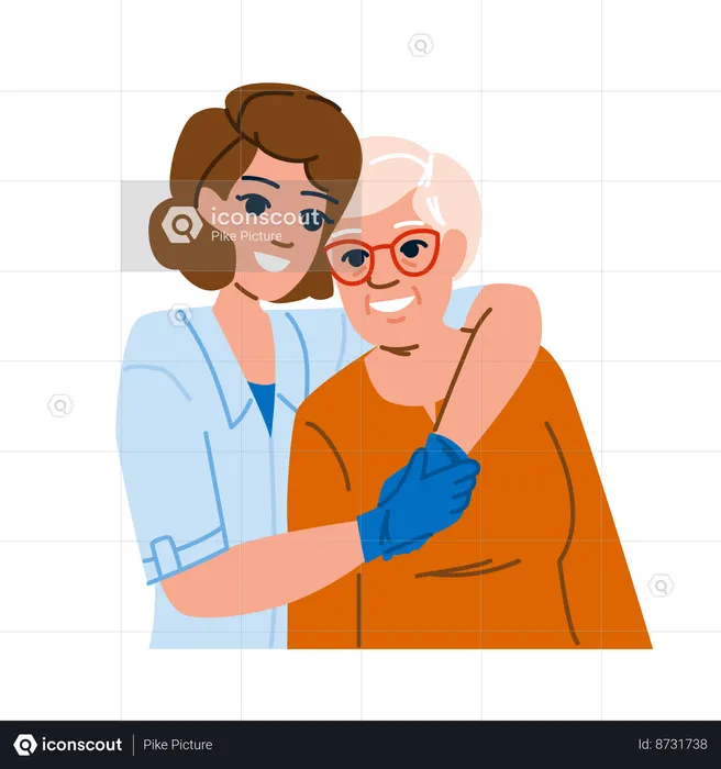 Nurse takes care of patient  Illustration