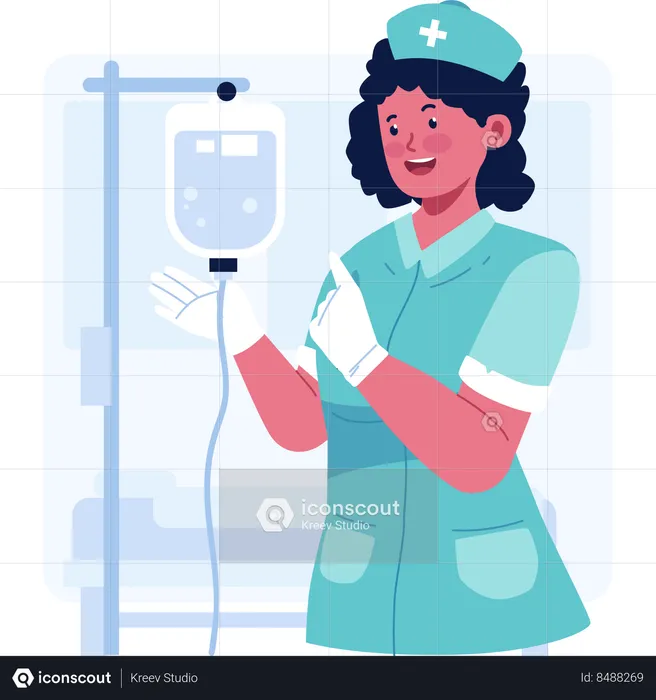 Nurse with blood botttle  Illustration