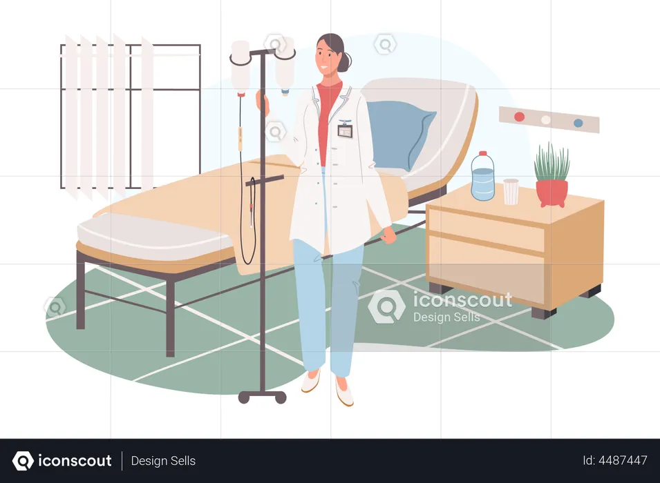 Nurse with dropper at ward  Illustration
