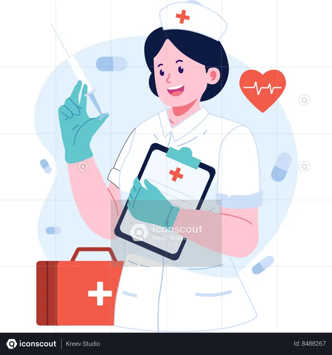 Nurse with injection  Illustration