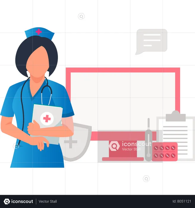 Nurse with medical report  Illustration