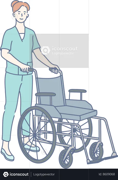Nurse with wheelchair  Illustration