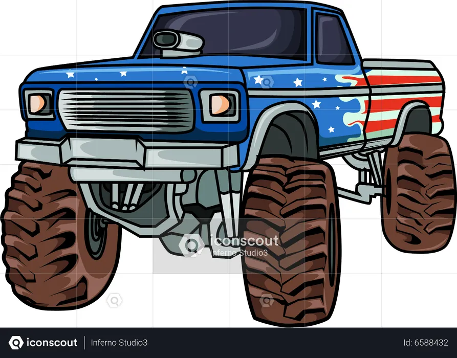 O grande carro monster truck  Ilustração