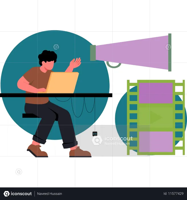 O homem está trabalhando em instrumentos musicais  Ilustração