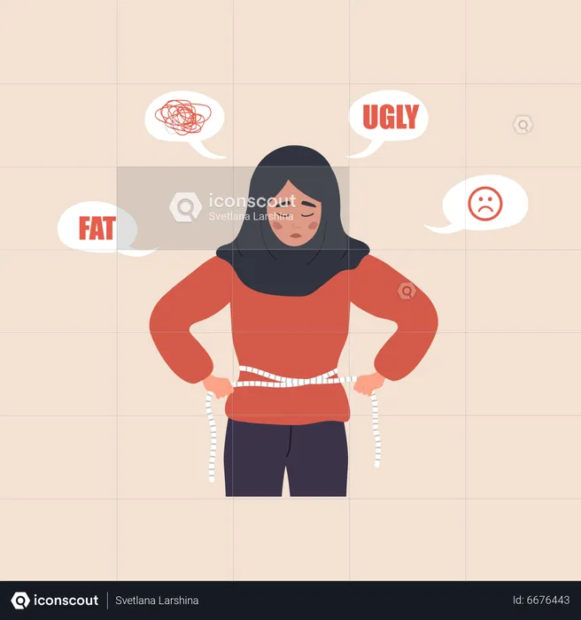 Obese girl feeling sad due to negative comments  Illustration