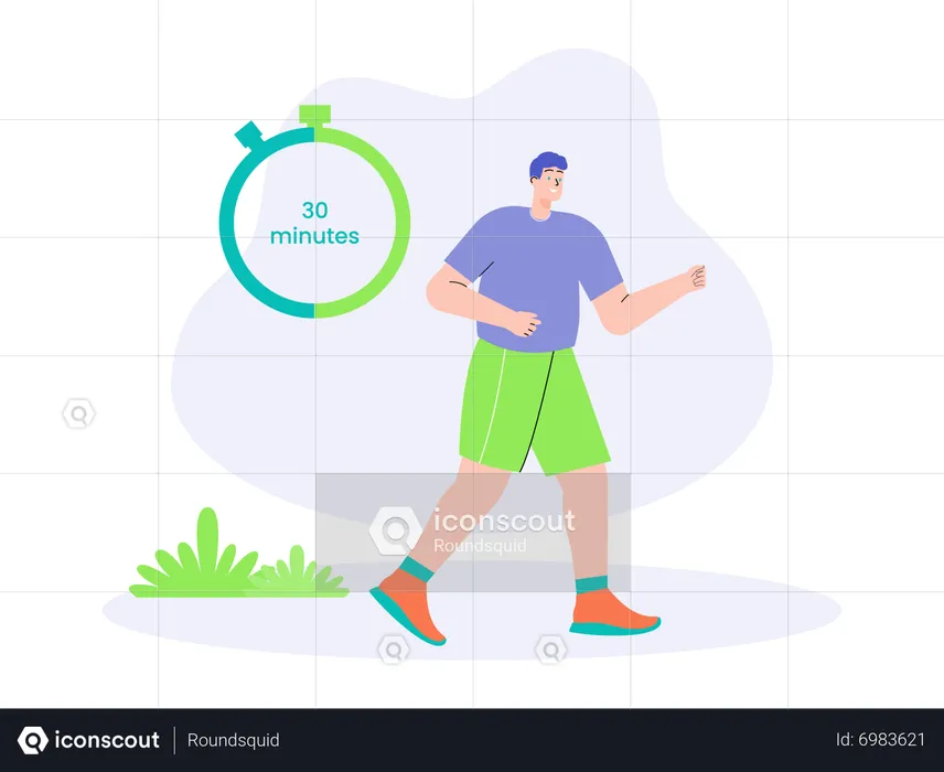 Obese man running for weight loss  Illustration
