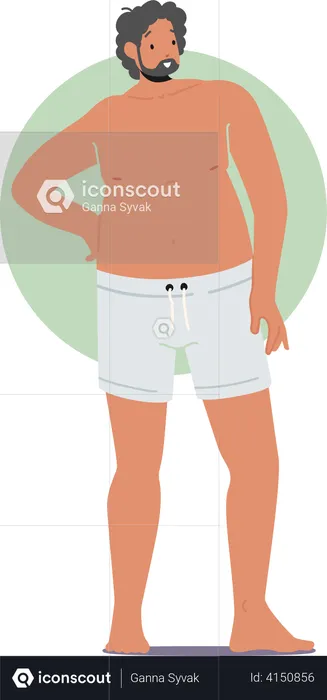 Obese man standing while wearing shorts  Illustration