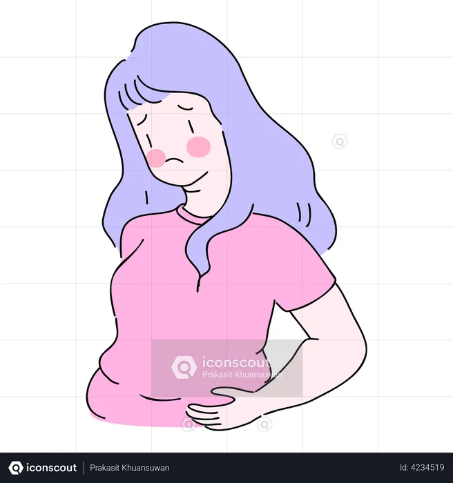 Obese unhappy girl  Illustration