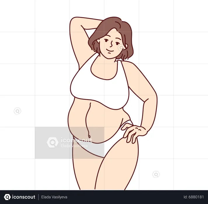 Obese woman posing in bikini  Illustration