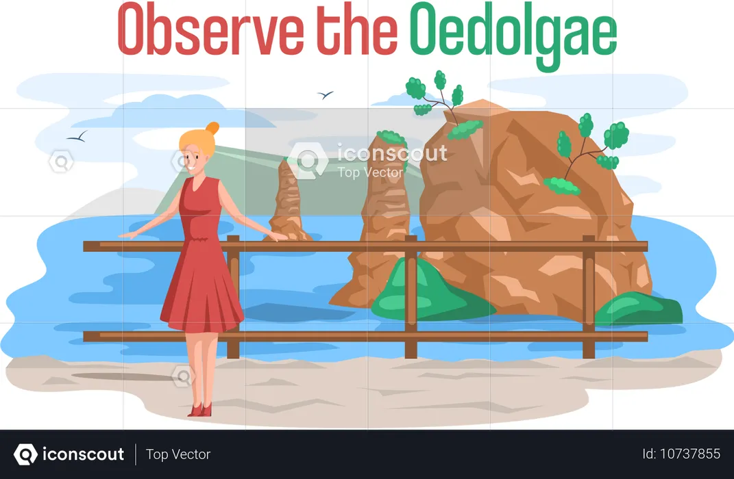 Observe o famoso marco de Oedolgae na Ilha de Jeju, na Coreia do Sul  Ilustração