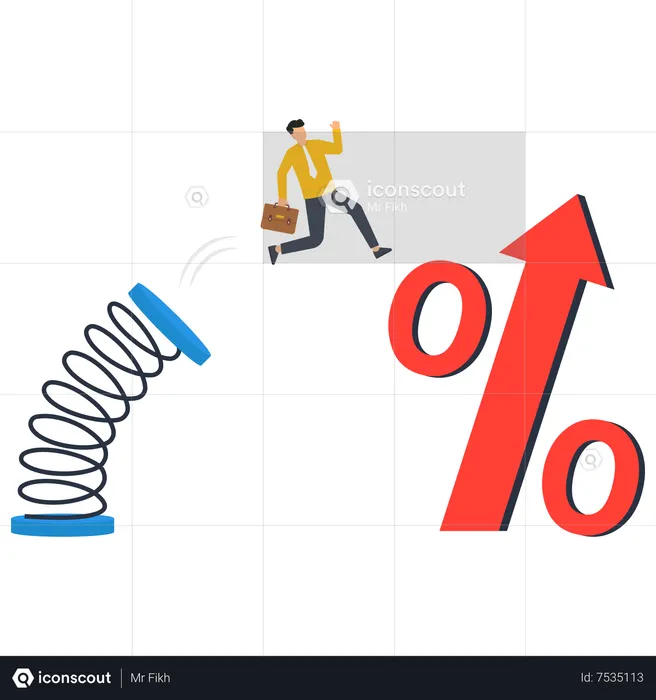 Obtenez plus d'avantages. Les hommes d'affaires sautent pour un grand pourcentage  Illustration