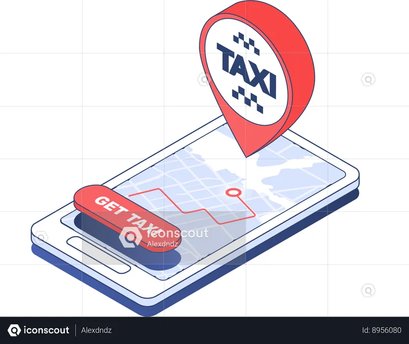 Localisation d'un taxi en ligne  Illustration