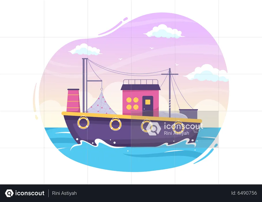 Ocean Boat  Illustration