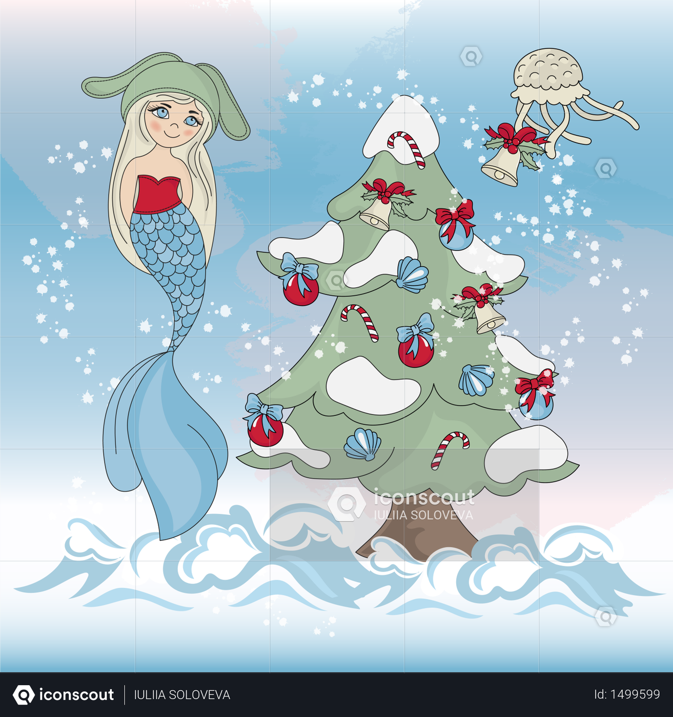 Download Best Premium OCEAN CHRISTMAS Mermaid New Year Illustration ...