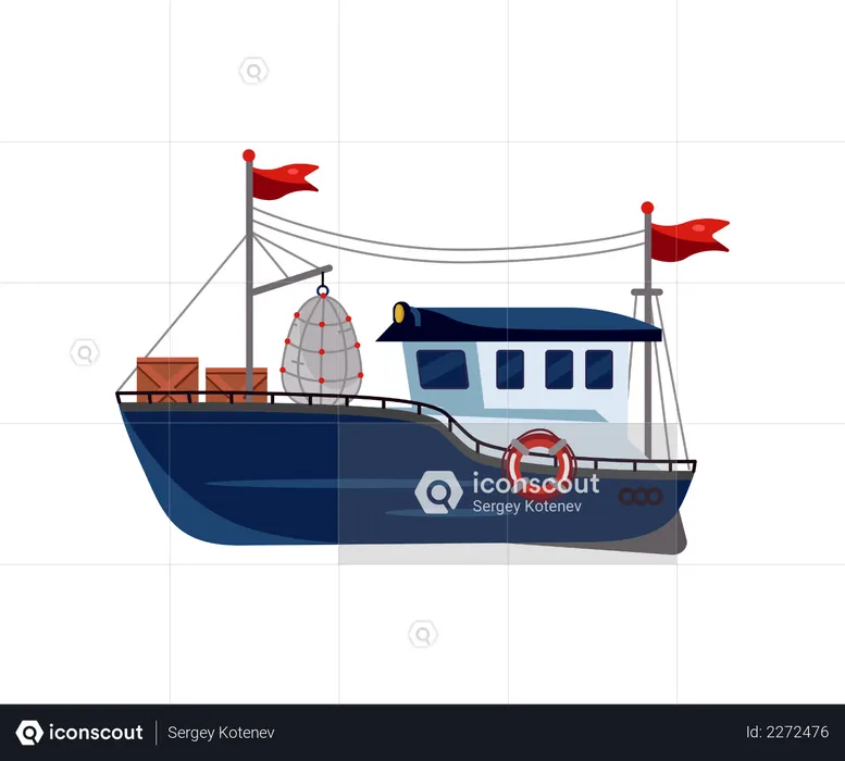 Ocean fish boat  Illustration