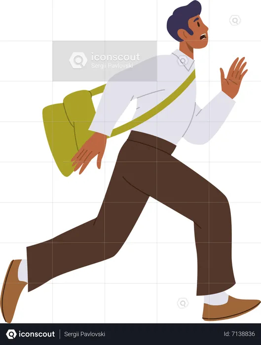 Freelancer de homem de negócios estressado ocupado correndo rápido  Ilustração