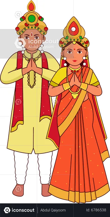 Odia Wedding Couple  Illustration