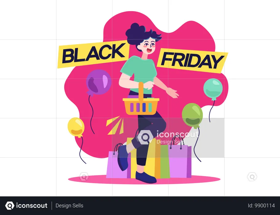 Compras nas ofertas da Black Friday  Ilustração