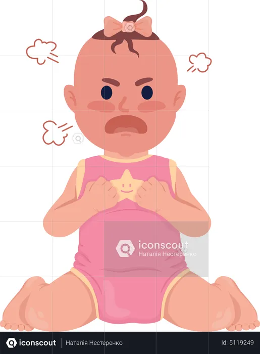 Offended baby girl screaming  Illustration