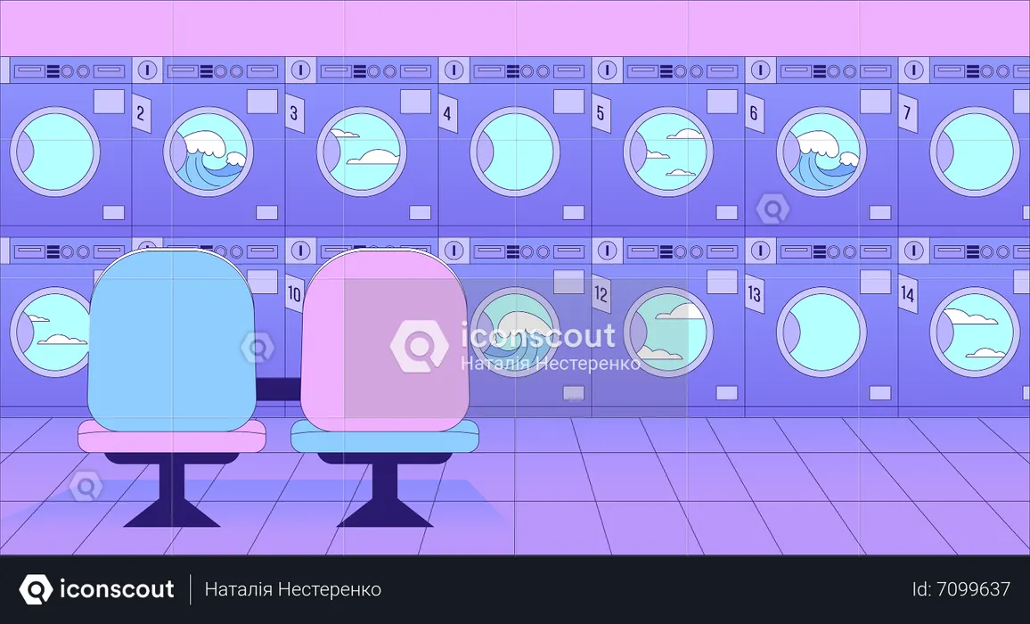 Öffentliche Waschküche Lo Fi Chill Wallpaper  Illustration