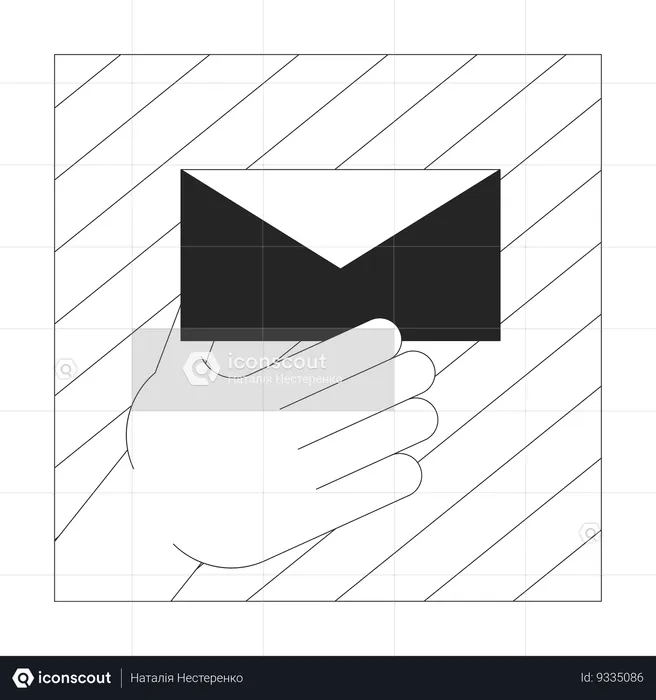 Offering paper envelope cartoon human hand  Illustration