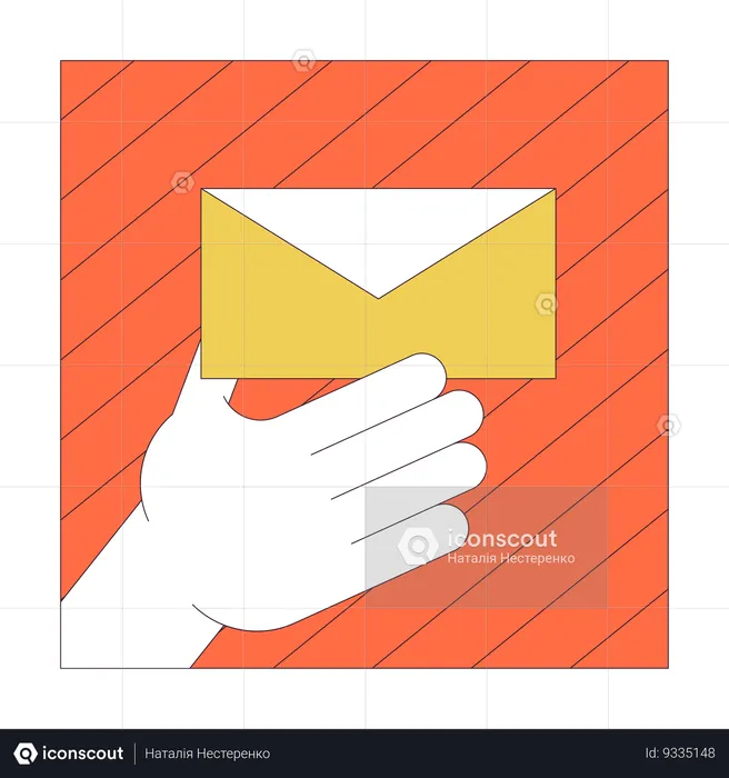 Offering paper envelope linear cartoon character hand illustration  Illustration