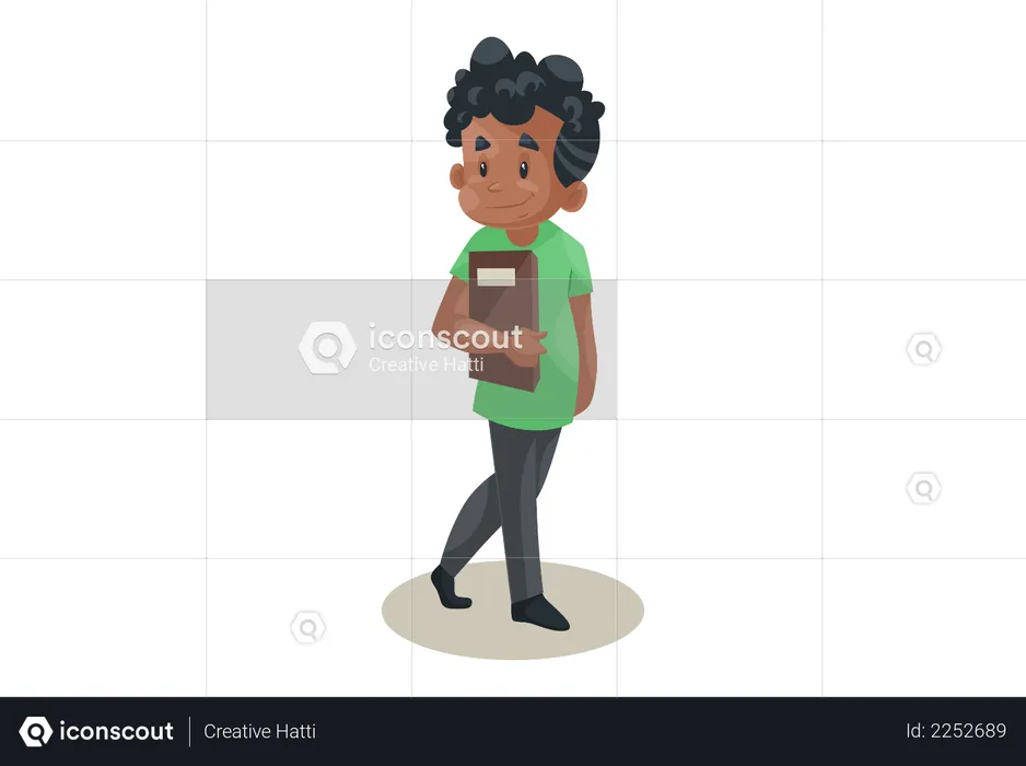 Office boy is holding a file in hand  Illustration