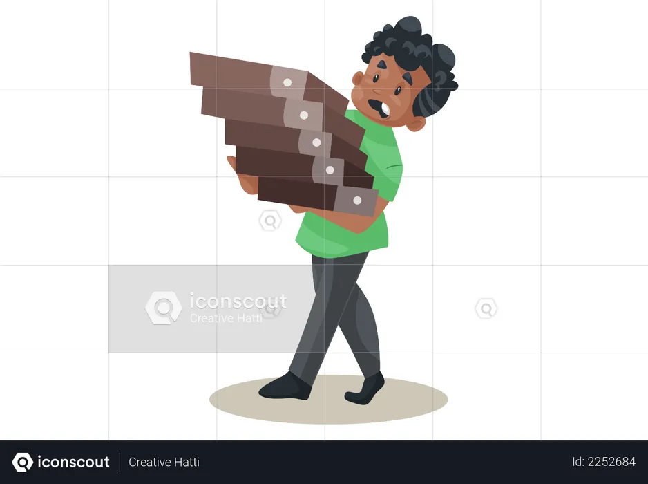 Office boy is holding files in hands  Illustration