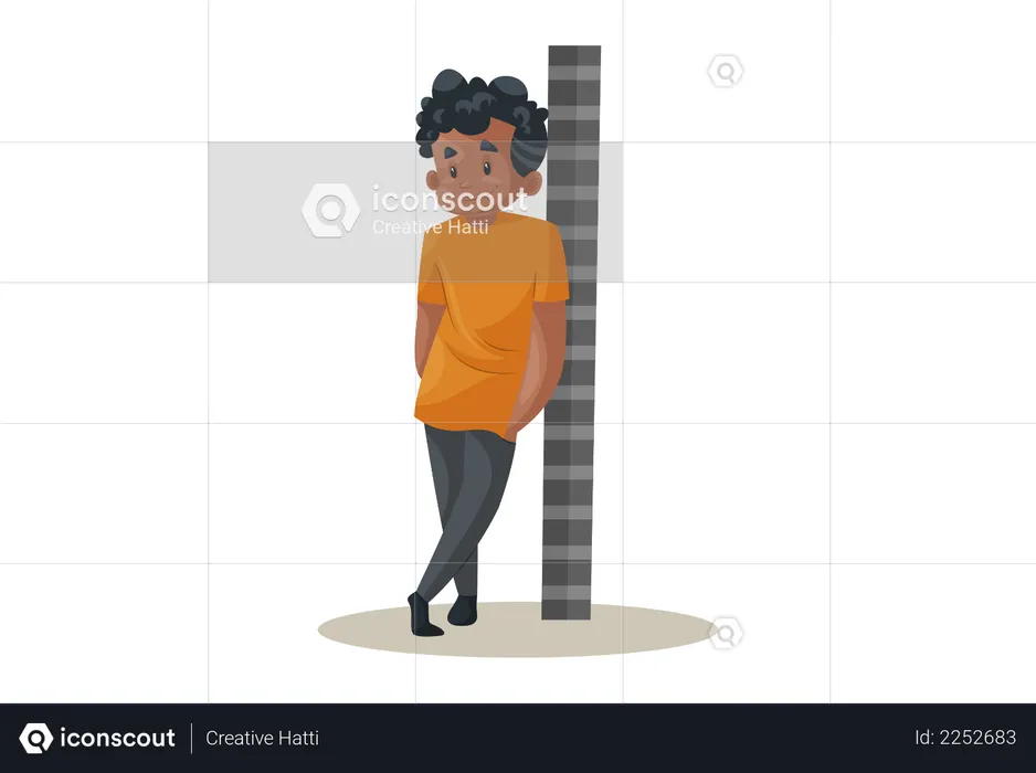 Office boy is standing with a poll  Illustration